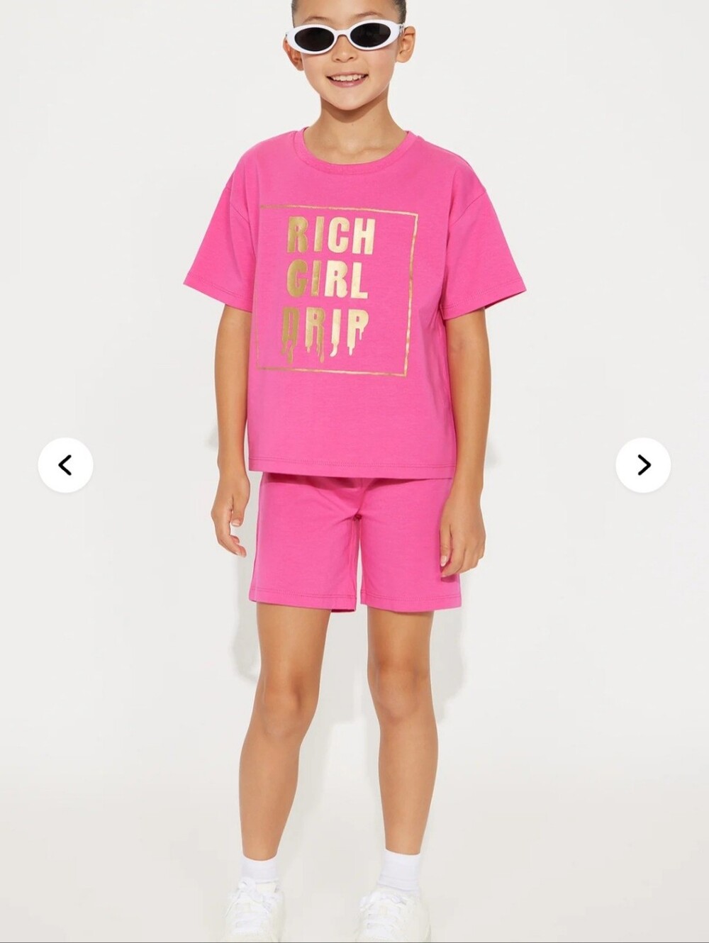 Fashion Nova Girls Pink 'Rich Girl Drip' Bike Short Set